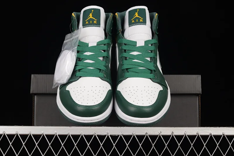 All categories Air Jordan Jordan series basketball shoes Air Jordan 1 Mid Air Jordan 1 Mid "Green Yellow" AJ1 Joe 1 white green yellow Seattle Supersonics 554724-371